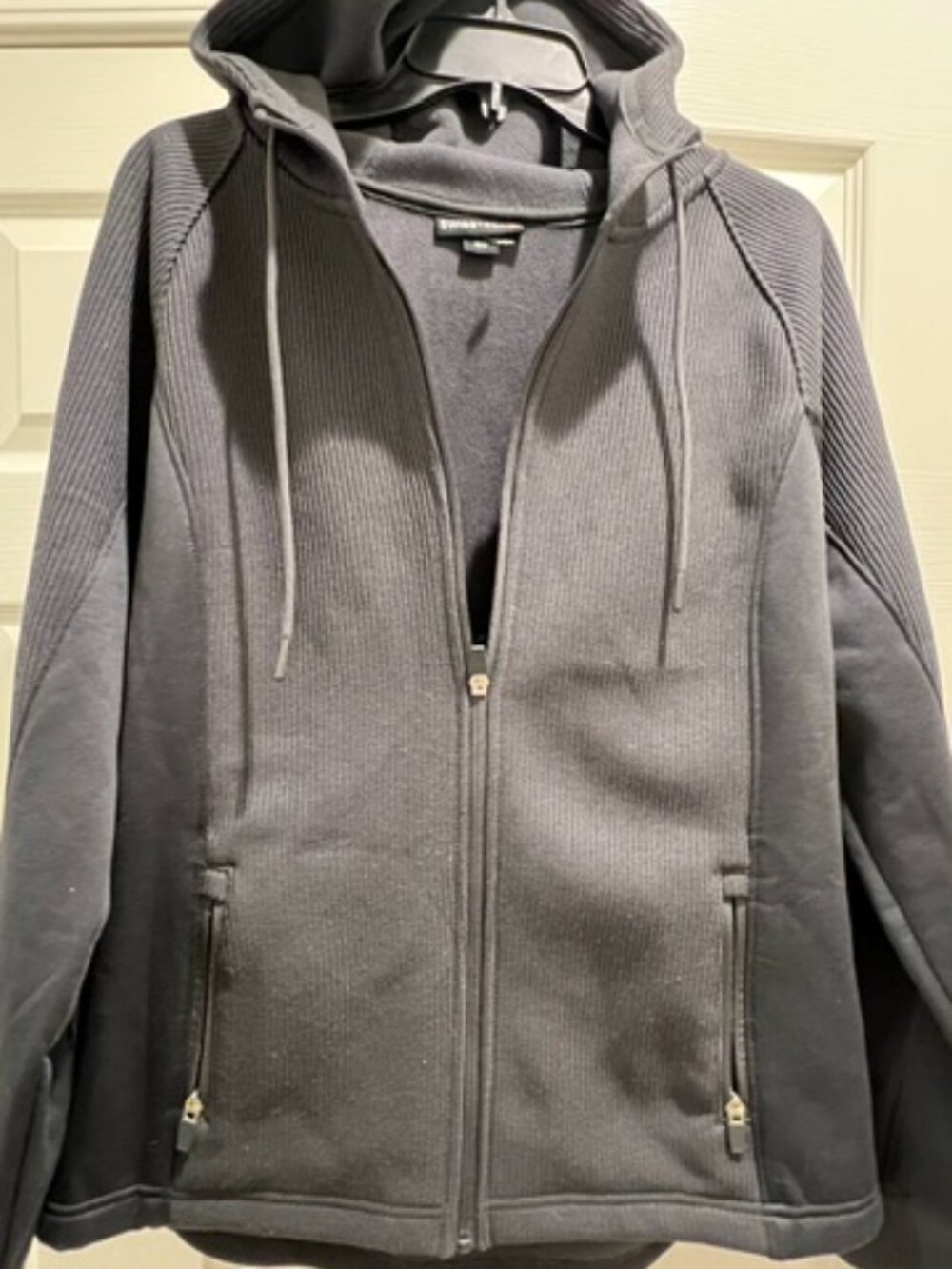 Swiss Tech Women's Grey Waffle Knit Full Zip Fleece Hooded Jacket